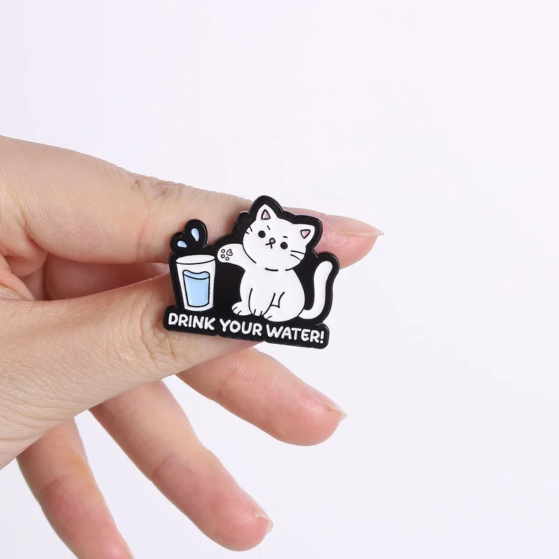 Funny Meme Cat Enamel Pin Cute White Cat Slogan Reminder And Humor Quote Design Brooch Lapel Badge Jewelry Gift For Cat Lovers