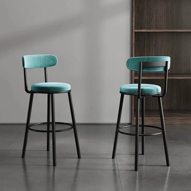 Bar chair high stool Nordic home backrest bar chair light luxury black bar