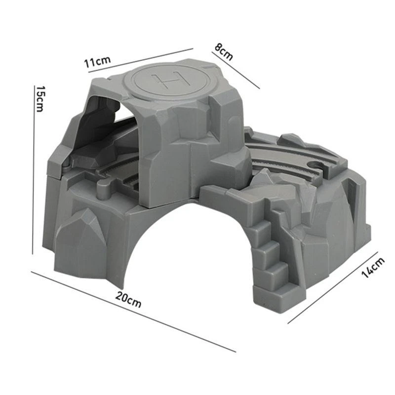 Simulation en plastique pour enfants, piste à Double Tunnel gris, jouets éducatifs portables, Train en bois pour système jeu