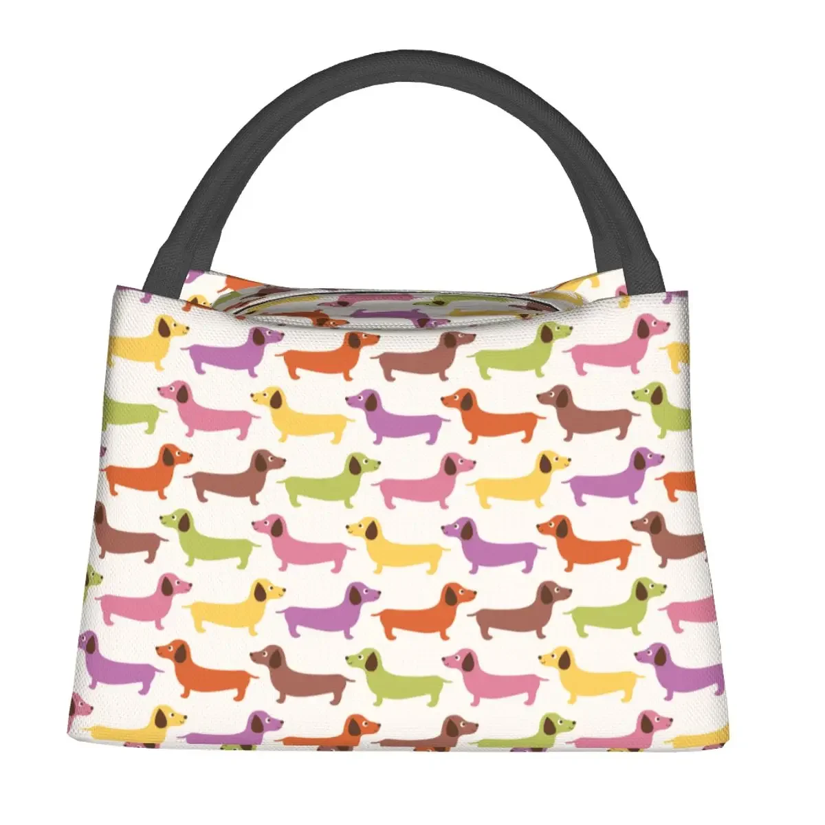 Torba na lunch Jamnik z kreskówek Kiełbasa Pies Wygodne pudełko na drugie śniadanie Torba termoizolacyjna z nadrukiem biurowym Retro Oxford Termiczne torebki na ramię