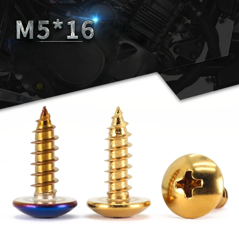 5/10pcs Stainless Steel Large Pan Head Self Tapping Screws / Phillips Screw / Motorcycle Modification Decorative Bolt M5