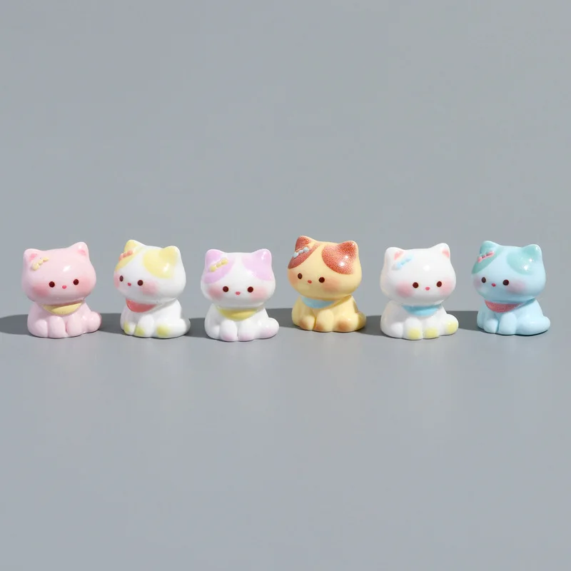 6pcs Figurines Miniature Cute Cat Micro Landscape Crafts Ornaments for Home Decorations Animal Car Decor Room Accessories