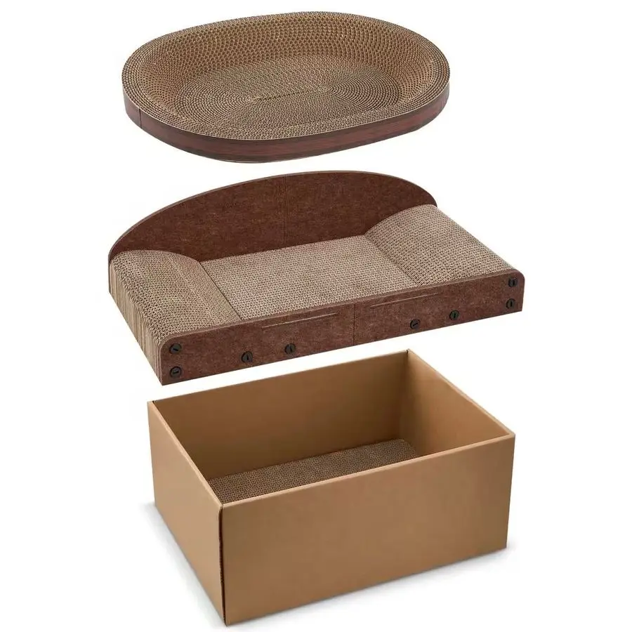 

Cat Scratcher Set, 3 Pcs Cardboard Cat Scratchers for Indoor Cats Durable Corrugated Cardboard Scratch Board Bed Lounge Box Toys