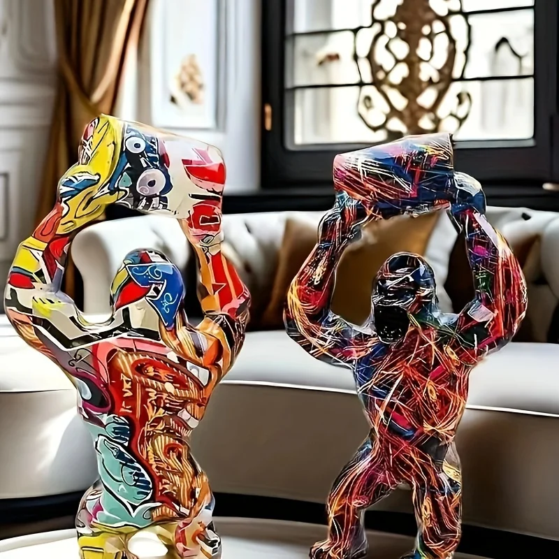 

1 шт. Креативная скульптура обезьяны орангутанга в скандинавском стиле, декоративная статуэтка из смолы, украшение для дома и комнаты, декор для тематических вечеринок