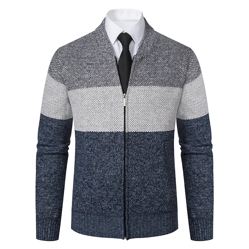 Chaqueta de algodón para hombre, suéter grueso y cálido de alta calidad con cuello levantado y cremallera, otoño e invierno, novedad