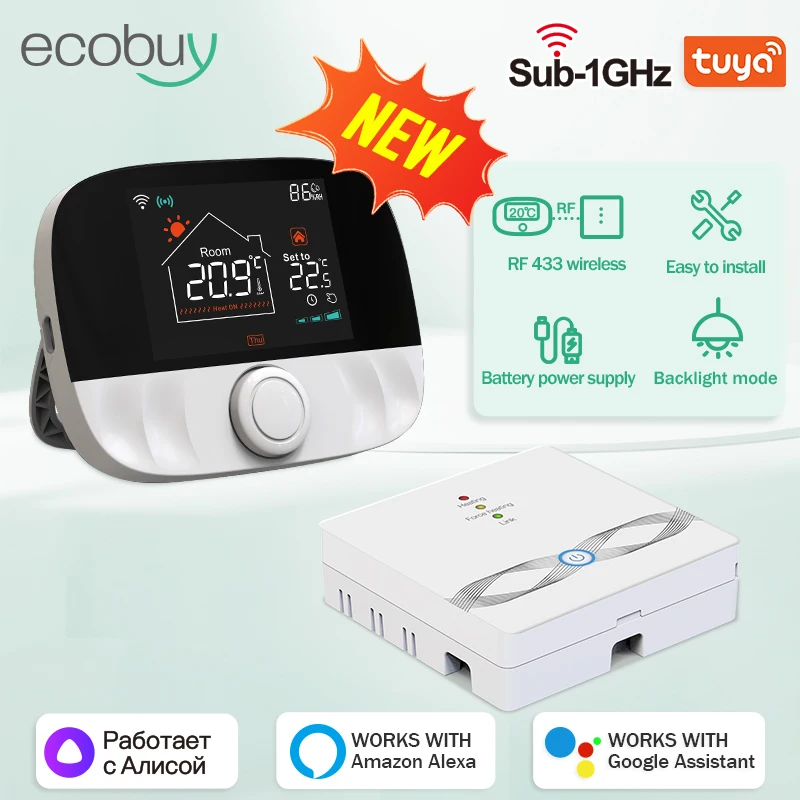 Tuya  Smart Home Wifi Boiler Thermostat Wireless Battery For Gas Boiler Tuya Thermostat Temperature Controller Alexa Google Home