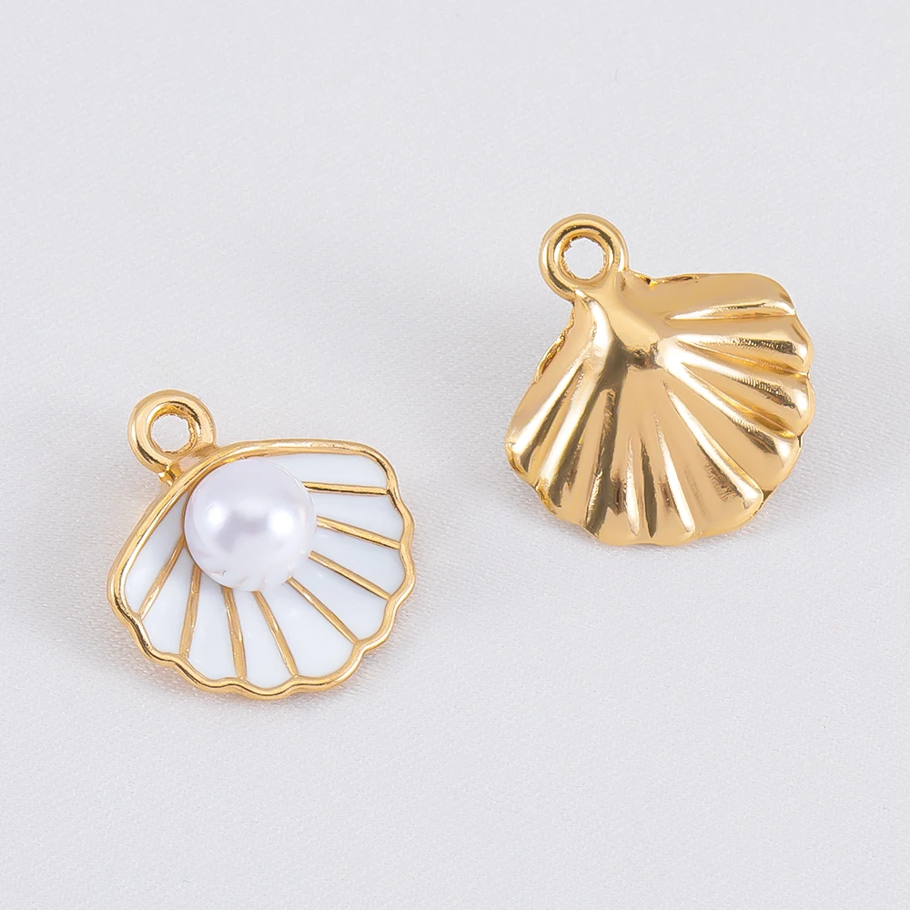 

10pcs Fresh Sweet Style Alloy Pearl Shell Pendant for DIY Bracelet Necklace Charms Enchanted Fairy Tale Jewelry Making accessory