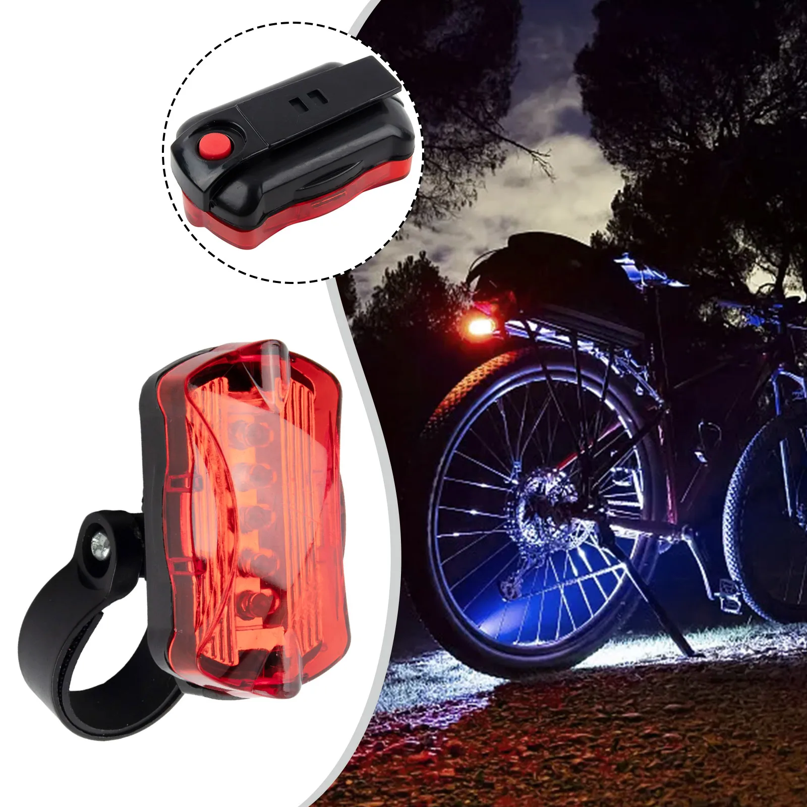 1pc Bicycle Tail Light Bike Front Rear Light 5 High-brightness A-level LED Lamp Beads MTB Road ​Bike Cycling Accessories