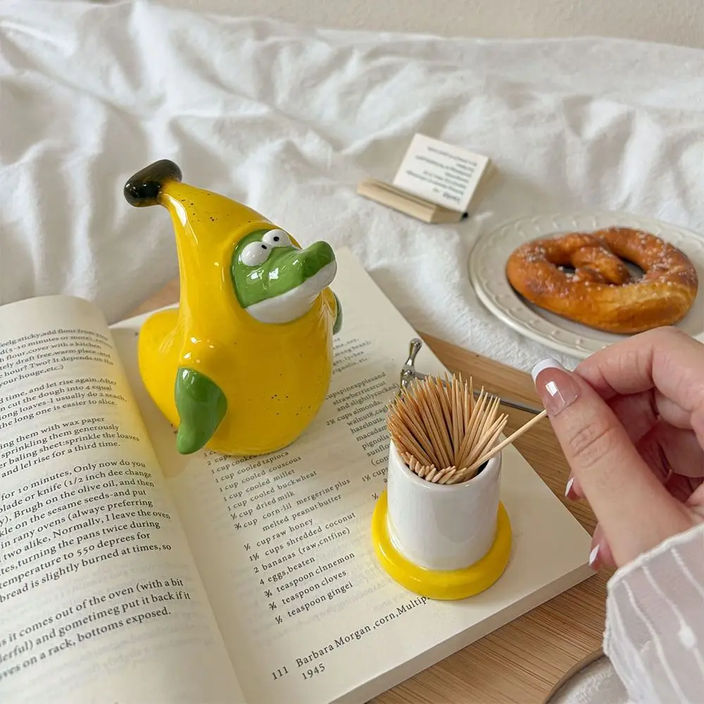 Creative Banana Dinosaur Toothpick Holder Cute Cartoon Crocodile Toothpick Dispenser Eco-Friendly Decorative