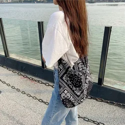 Fashion Women's Ethnic Style Canvas Large Capacity Shoulder Bag Shopping Bag Retro Leisure Travel Handbag