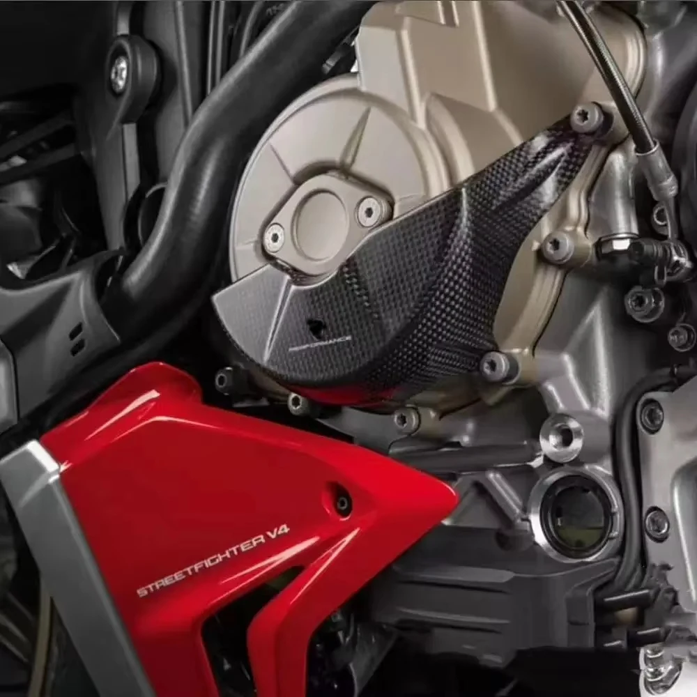 For DUCATI Panigale V4 V4S 2025 Carbon Fiber Left Alternator Cover Engine Case Protection Cap Motorcycle Fairing