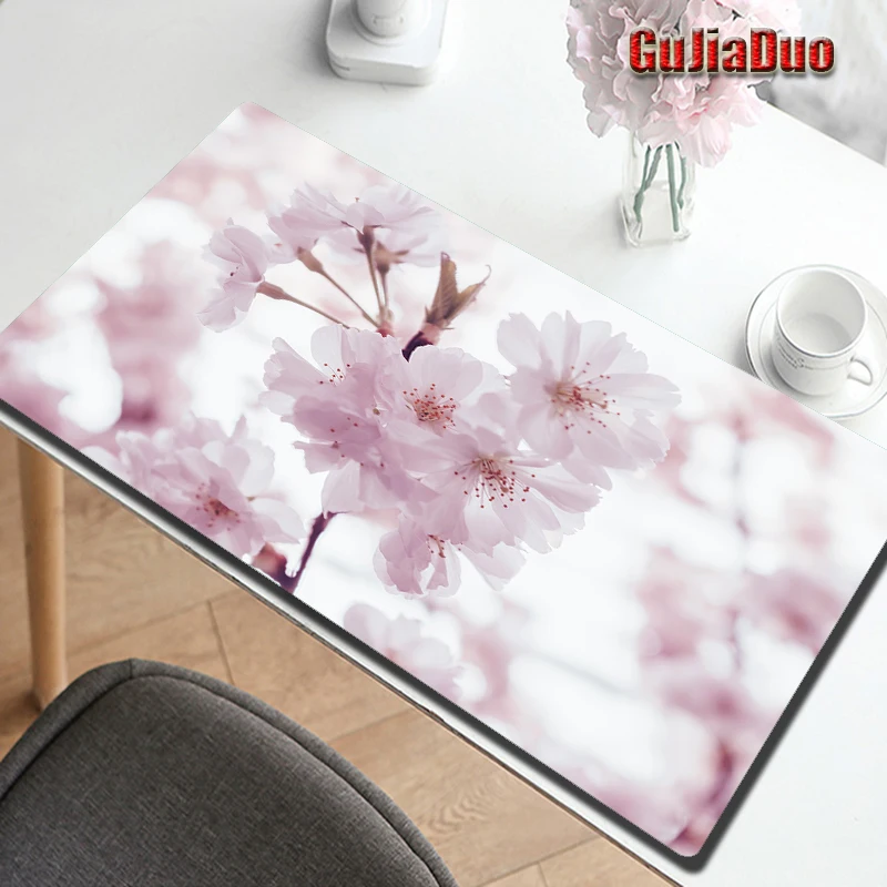 Pink Flowers 90x40 Extra Large Art Mouse Pad Laptop Keyboard Table Desk Mat Gaming Accessories Kawaii Natural Mousepad PC Rug