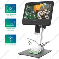 AD210 AD209 Digital Microscope 12MP 1080P 10'' LCD Display 50-1600X Magnification Soldering Microscope with LED Lights