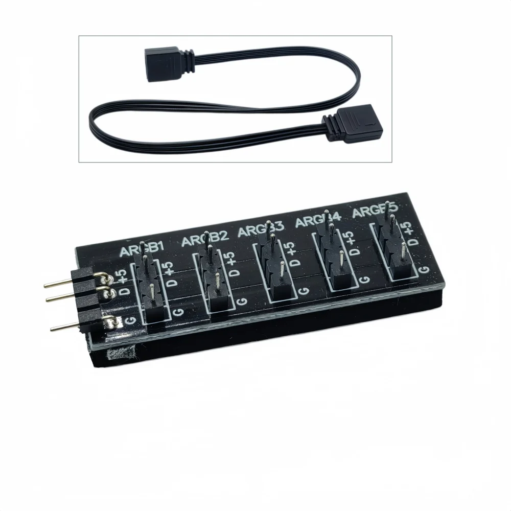 1 to 8, 5V/3 Pin ARGB 4 Pin Fan PWM HUB 1 to 5 Multi Way Splitter for PC Motherboard LED Strip Light Control Adapter