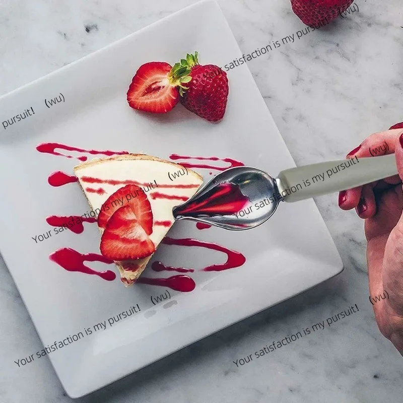 Stainless Steel Sauce Spoon Kitchen Restaurant Western Style Cake Dessert Dish Cake Baking Decoration Filter Spoon Practical