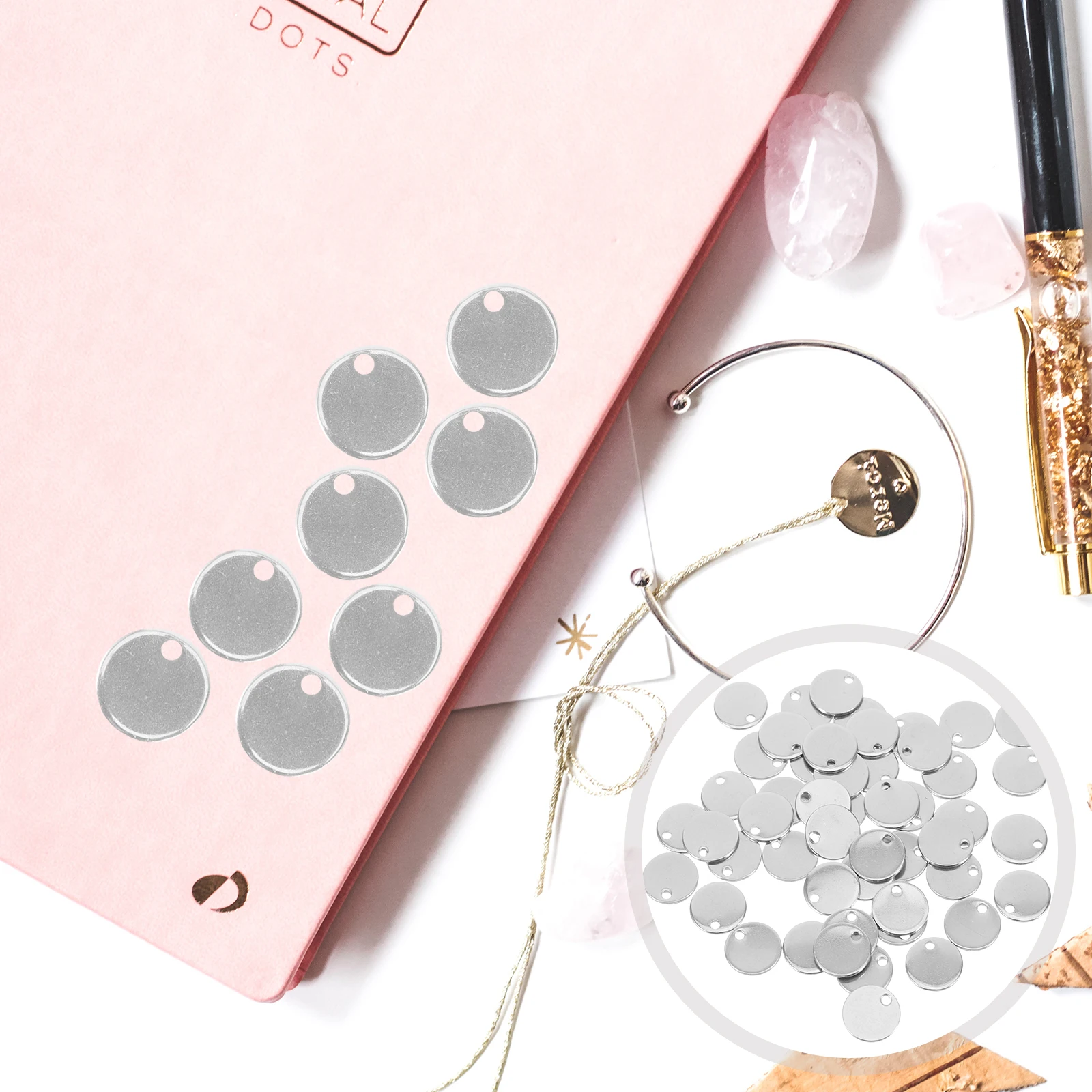 

100pcs Stainless Steel Round Blanks Diy Jewelry Making Blank Pendant Tags Metal Stamping Dog Tag Anti-Lost Name Plate Puppy Id