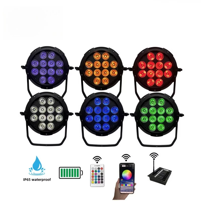 12pcs*18W 6in1 Waterproof Wireless Battery Lamps Wedding Outdoor Battery Led Par Light