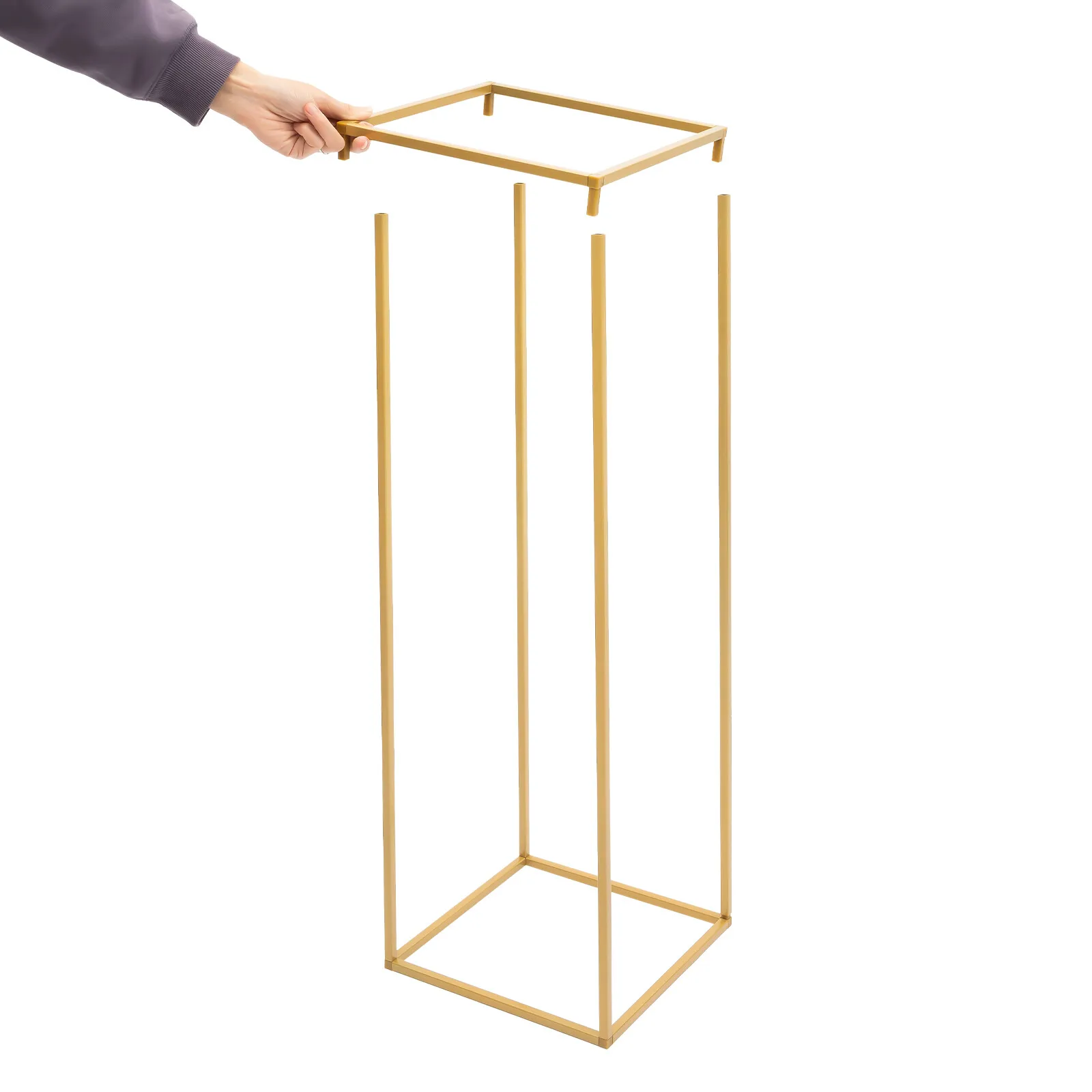 

4 Gold Rectangle Flower Stand Portable Flower Holder Fillet Display Shelf Easy to DIY Wedding Dining Living room Cafe