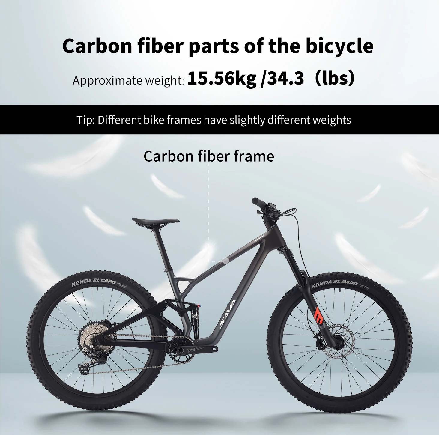 Ships from US SAVA New Carbon Fiber Mountain Bike Titan 612 S02 M6100-12S-S Shock-Absorbing Bike Gray and Orange