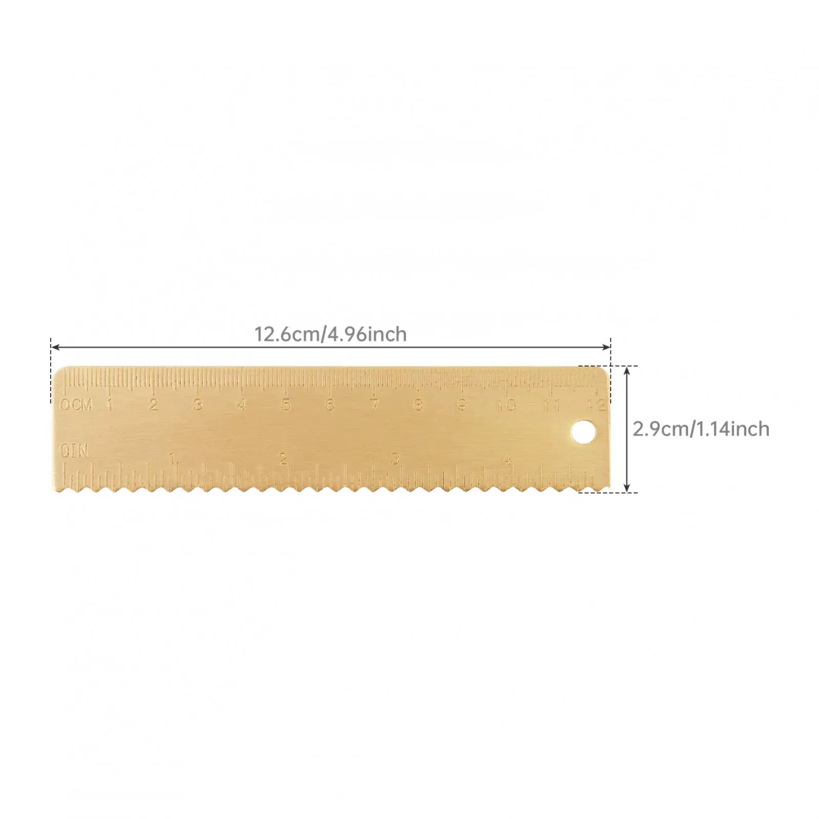 Mini 12cm / 4inch Wave Edge Brass Ruler for Bookmark / Line Drawing, Handy Straight Ruler Measuring Tools