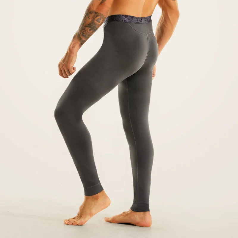 Thermal pants men's long Johns plus fleece thickened inside to wear tight bottom cold proof thin cotton pants wool pants spring