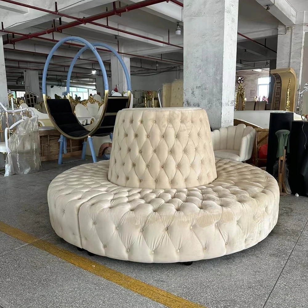 Top Sale White Wedding Event Sofa High Quality Leather Round Hall King Throne Sofas