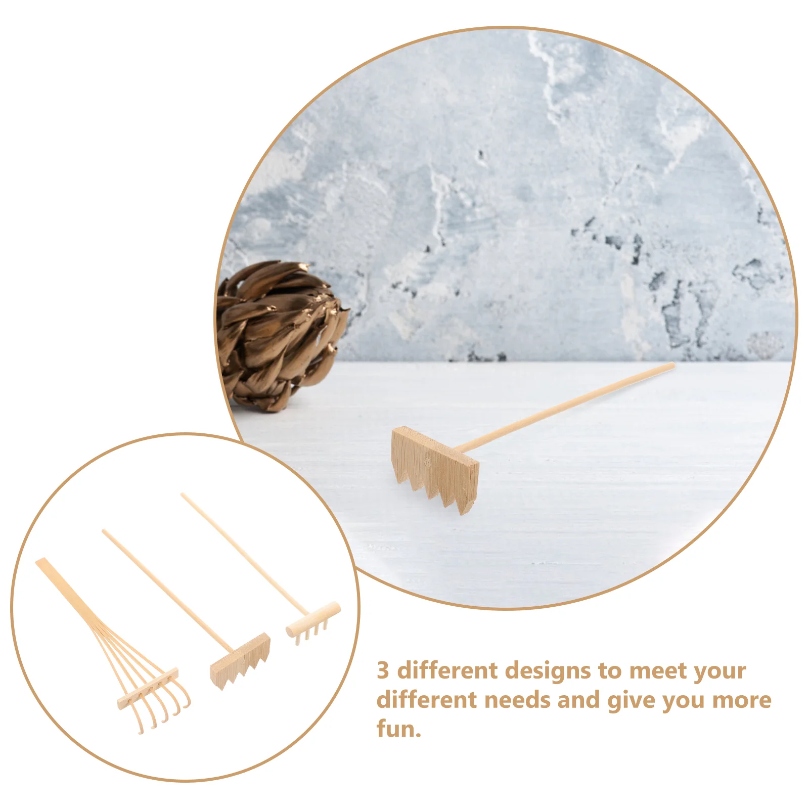 3-delige Mini Bamboe Hark Zen Tuin Zand Gereedschap Eco Vriendelijk Geurloos Feng Shui Cadeau Woondecoratie Accessoire Voor Club Hotel