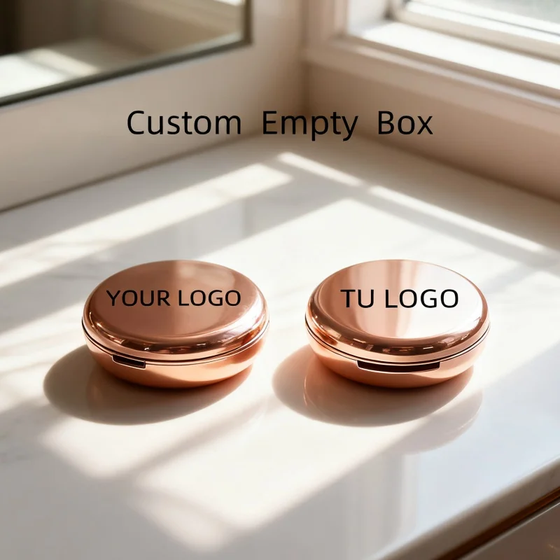

【Логотип на заказ】50 шт. индивидуальная круглая зеркальная коробка для теней для век с золотым распылением, алюминиевый диск, пустая коробка, двухсторонняя пудра