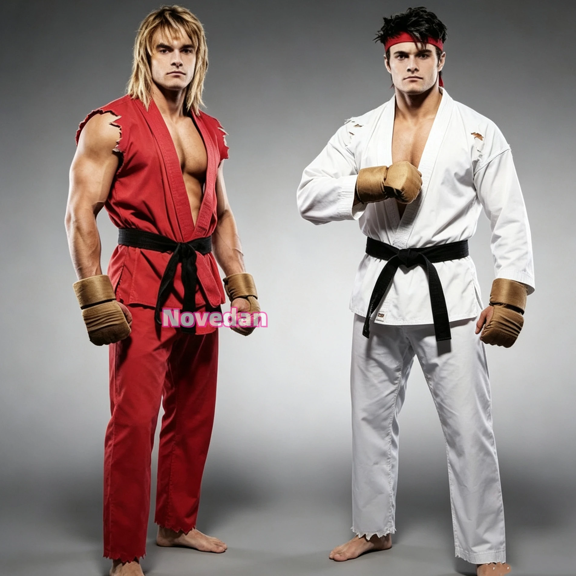 Disfraz de Cosplay de Ryu Ken de Street Fighter, Uniforme de Artes Marciales Blanco y Rojo del Juego PS4, Camiseta, Pantalones, Traje de Karate para Hombre Adulto