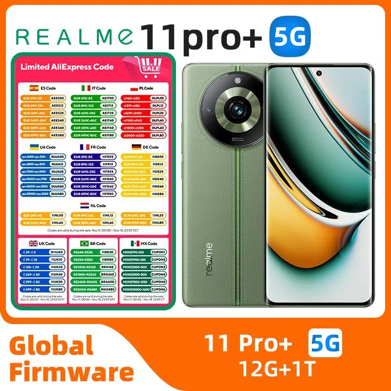 Top! Realme 11 Pro Plus 5G Global version Mtk Dimensity 7050 6nm CPU 6.7