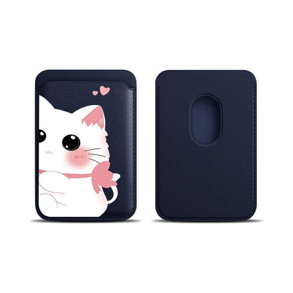 Elegante Katzen-Leder-Kartenhalter-Handyhülle für Magnetische Hüllen, Geeignet für alle iPhone Magsafe-Karten-Handy-Rückseiten-Taschen – Detail 15