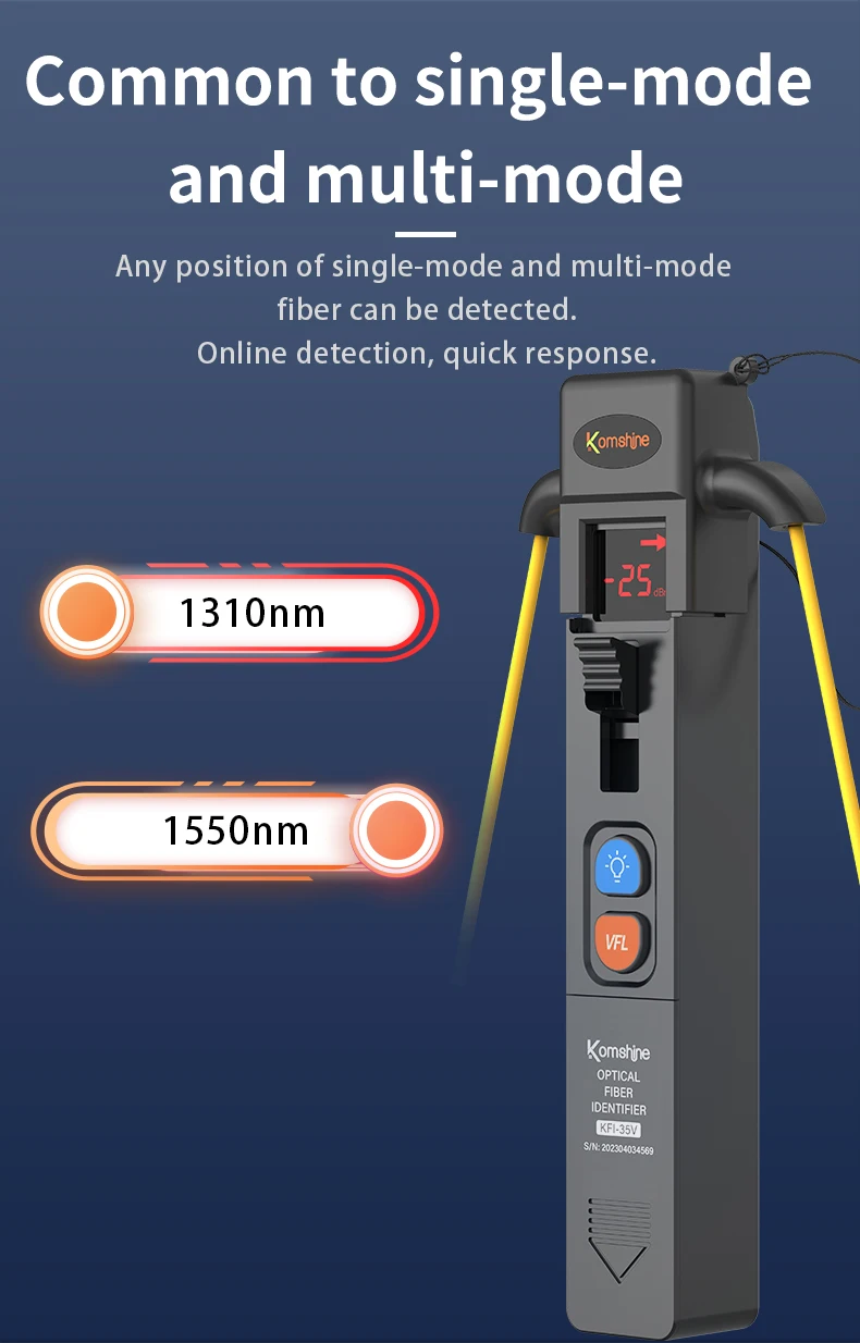 Imagem -03 - Komshine Design Fibra Óptica Trafic Identifier Kfi40v Kfi35 45 com Vfl 10mw Vfl Power Meter Função Luz Led