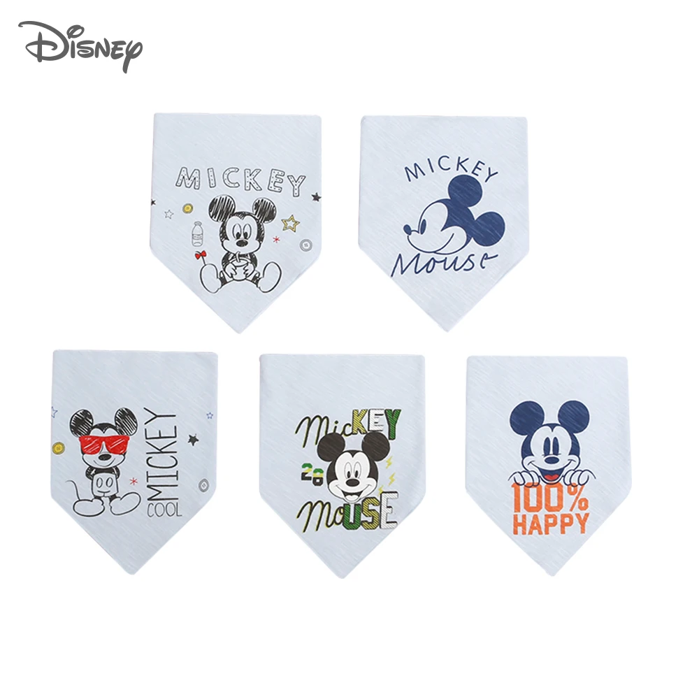 Disney 5Pcs/Set Baby Bibs Cotton Triangle Newborn Cartoon Printing Burp Cloth Children Bandana Bib Boys Girl Feeding Accessories