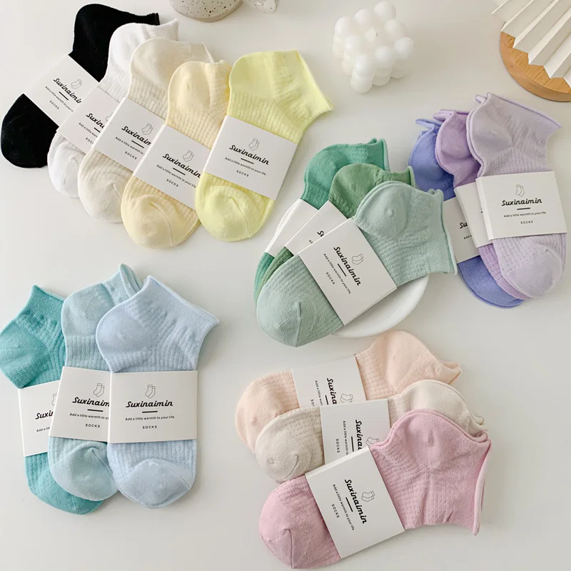 

Spring Summer Thin Breathable Women Socks Solid Color Cotton Ankle Socks Japanese Simple Daily Wear Women Girls Soft Short Socks
