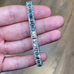 Valuable Emerald Cut Lab Diamond Bangle Bracelet 14K Gold Engagement Wedding Bracelets For Women Bridal Trendy Party Jewelry