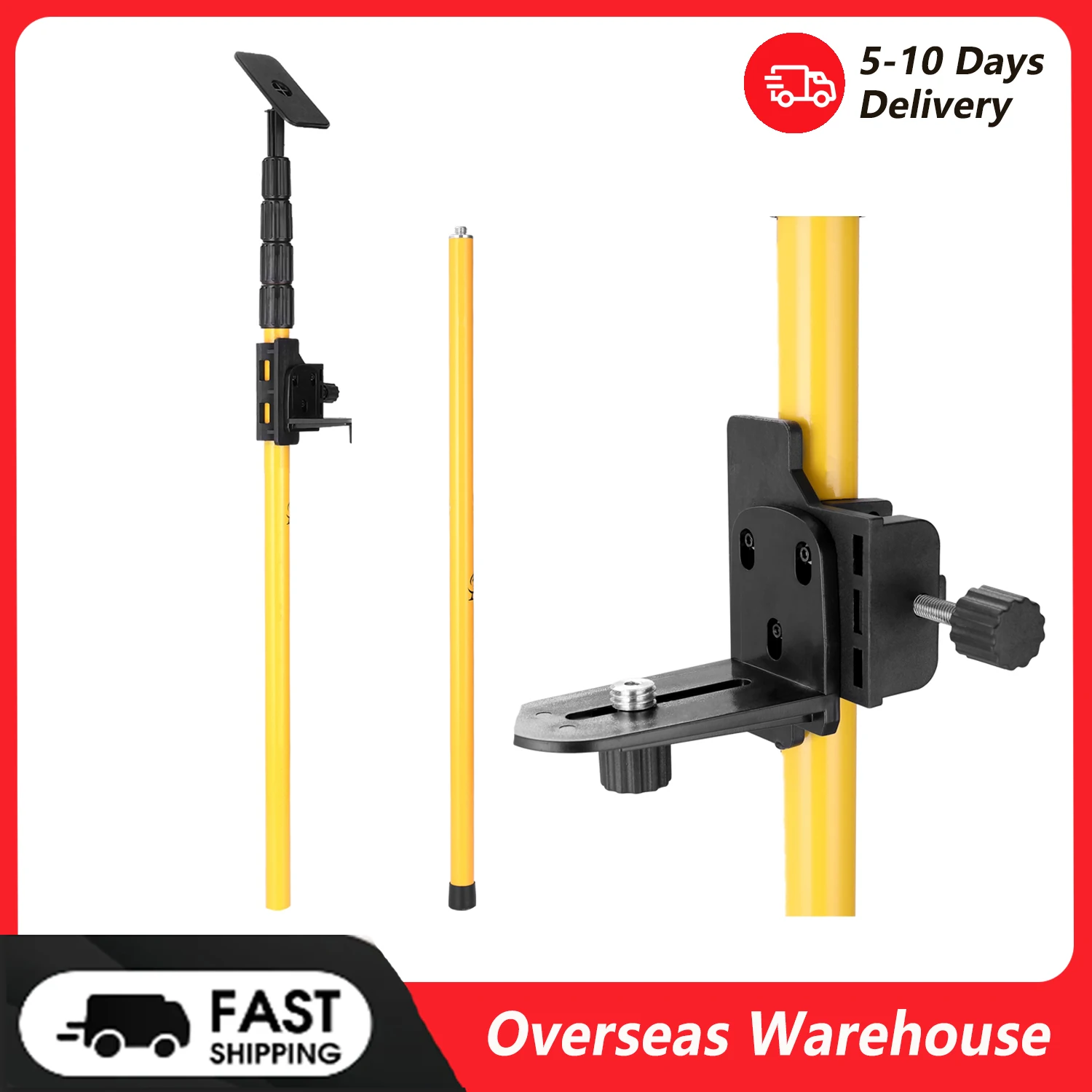 Telescopic Rod for Line Leveler Aluminum Alloy Adjustable Lift Extend Bracket Holder Stand Support for 1/4''and 5/8'' Laser Leve