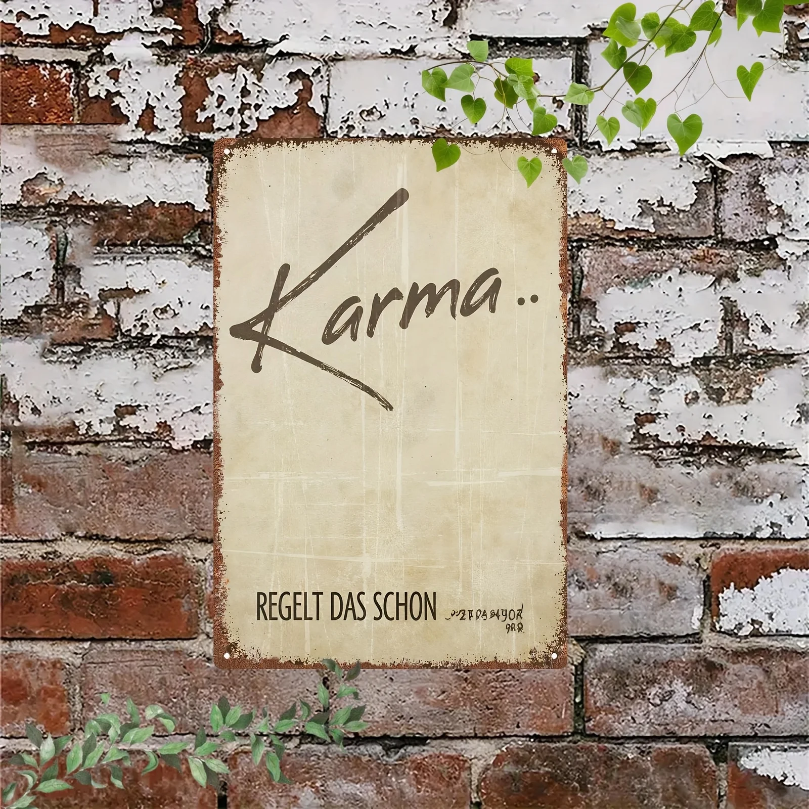 2D Flat 1pc 20*30Cm/8*12Inch Metal Tin Sign And Plaque Retro Old Style Karma Sign, Creative Art Decoration, Show, Suitable for L