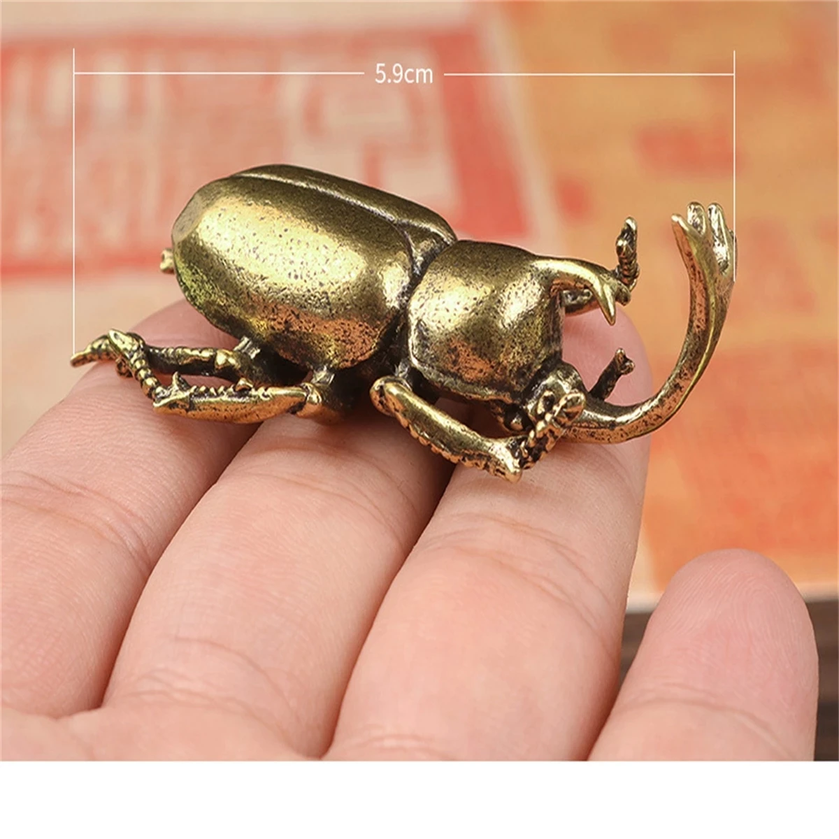 Solid Brass Beetle Ornaments Creative Unicorn Fairy Simulation Copper Insect Tea Pets Hand-played House Table Ornaments Gift