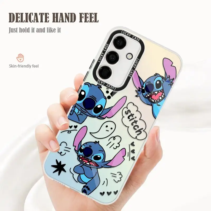 Disney Stitch Phone Case for Samsung Galaxy A72 A73 A54 A53 A52 A51 A34 A33 A32 A24 A23 A22 A14 A13 A12 A21s Aurora Laser