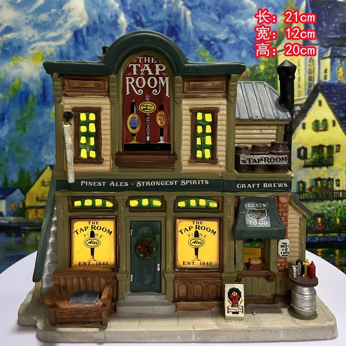 Lemax Creative Ceramic Night Light House Miniature of European Building Statue Home Furnishing Living Room Ornament Party Decor