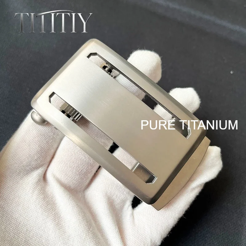 New Men Business Pure Titanium No-Tooth Automatic Belt Buckle, Outer Wear Style, Rustproof Hypoallergenic Waist Band Accessory