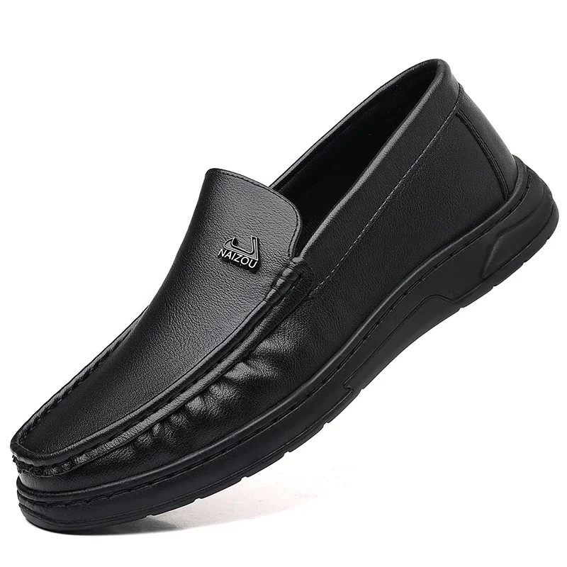 Leather Men Casual Shoes Outdoor Man Loafers Breathable Formal Business Dress Shoes Lightweight Comfortable Boat Shoe Zapatos