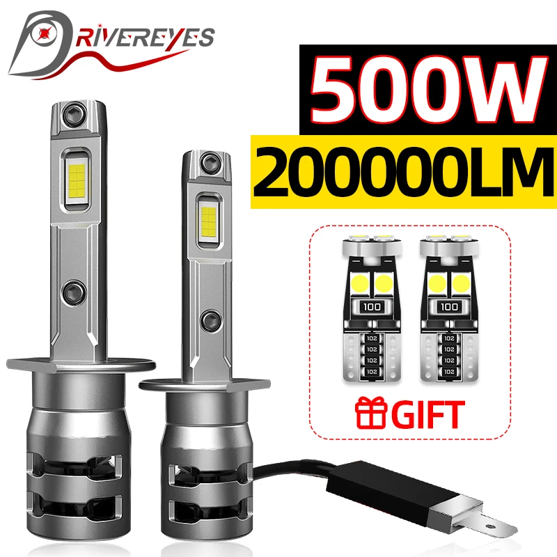 

Светодиодные фонари H1 200000 LM 500W 6500K Белые автомобильные фонари 16PCS 5570 CSP Chip Plug and Play 2PCS Мини-диодные автомобильные лампы для грузовиков 12V 24V