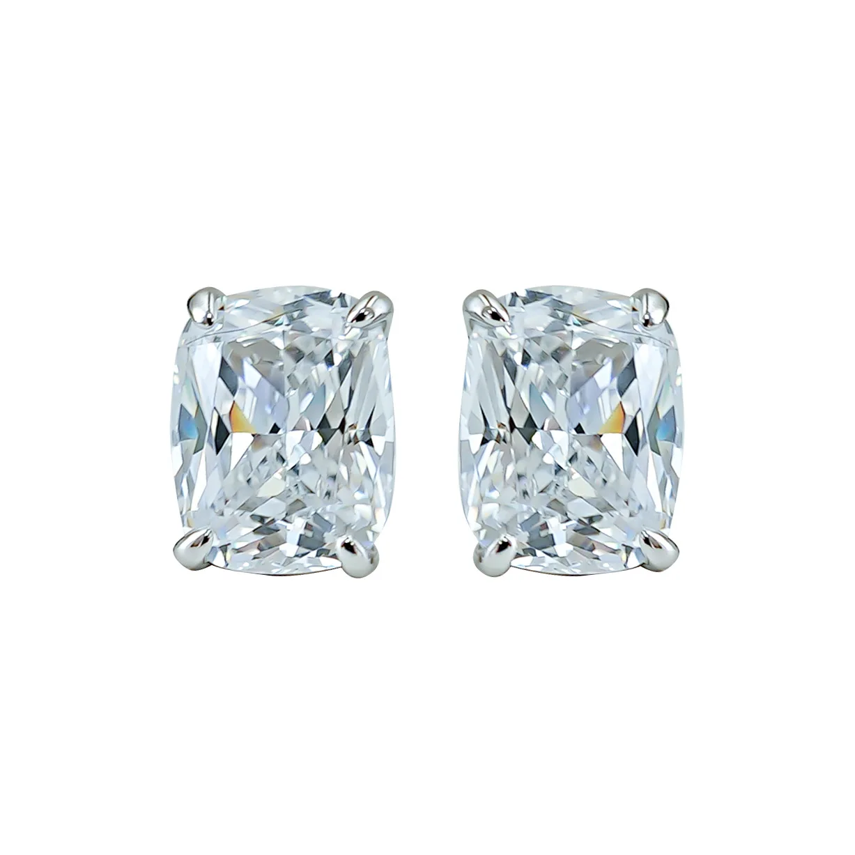 

8X10 Radien cut comparable to ice flower cut cucumber-shaped white zirconium simple solitaire white gold stud earrings jewelry j