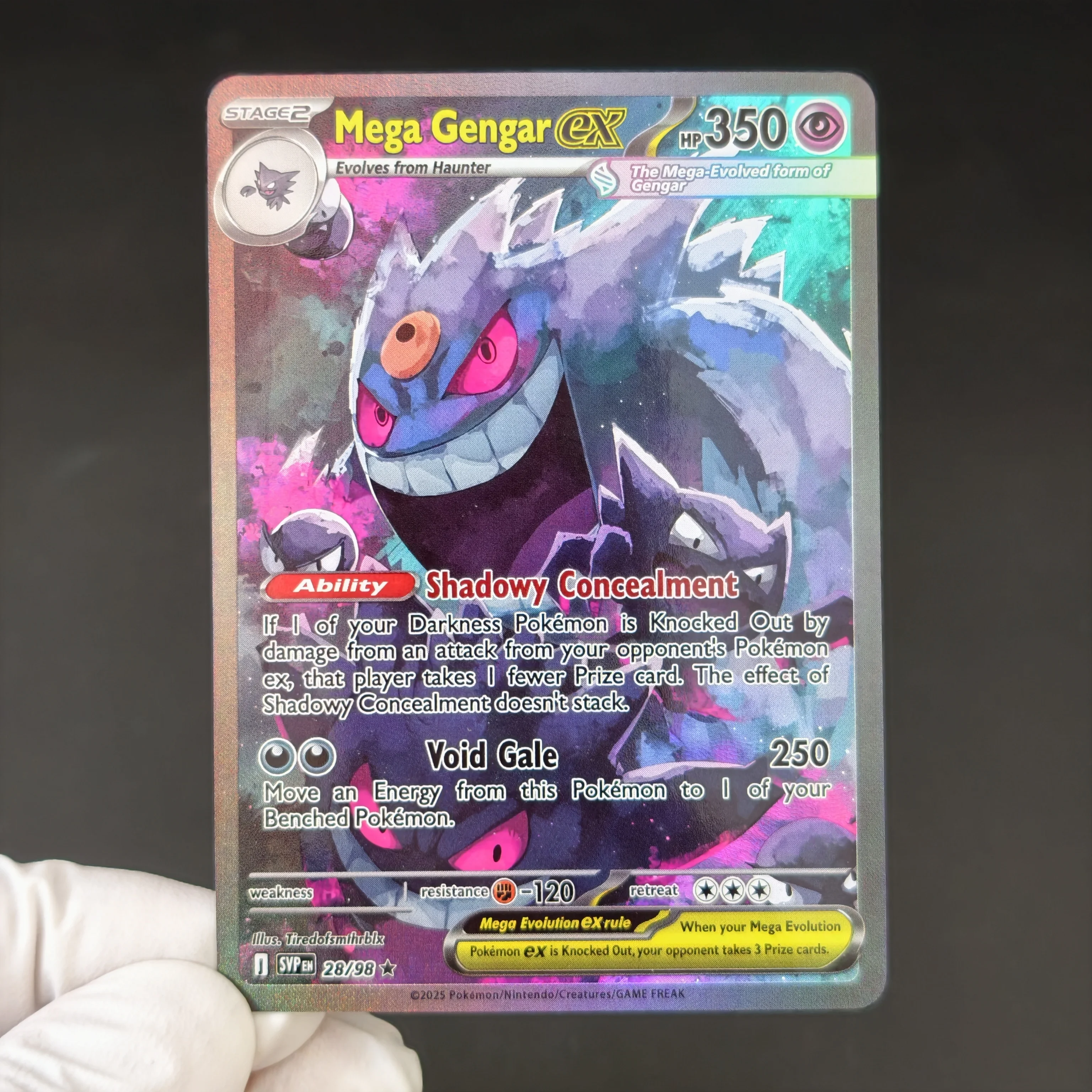 5PCS PKM Card Pokemon PTCG Mega Gengar EX Full Art Holo Texture Card DIY Self Made Single Card Classic Game Anime Cards Gift Toy view 4