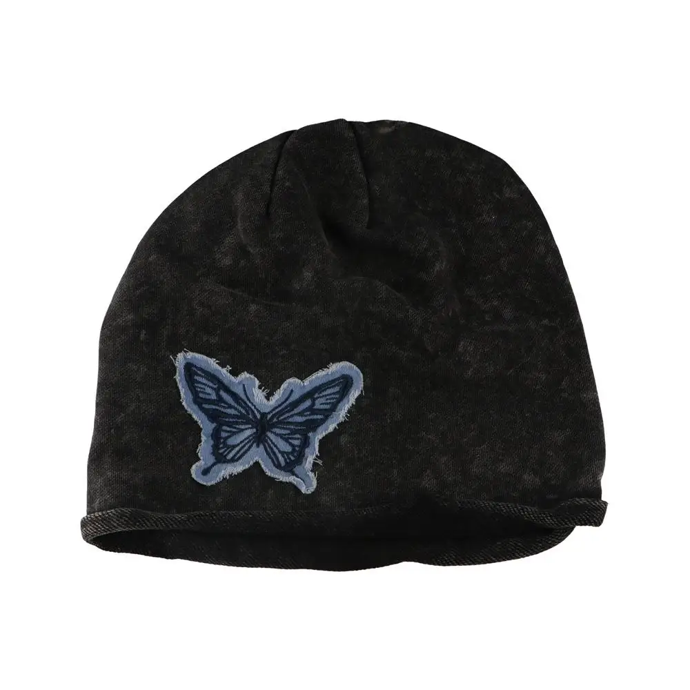 

Casual Y2k Butterfly Beanies College Style Patch Retro Skullies Korean Style Pile Cap Pullover Hat Autumn/Winter