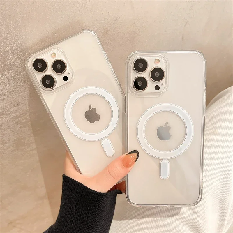 Clear Magnetic Wireless Charge Case for iPhone 17 16 15 14 13 12 11 Pro Max XS XR for Magsafe Hard Acrylic Cover with Packaging