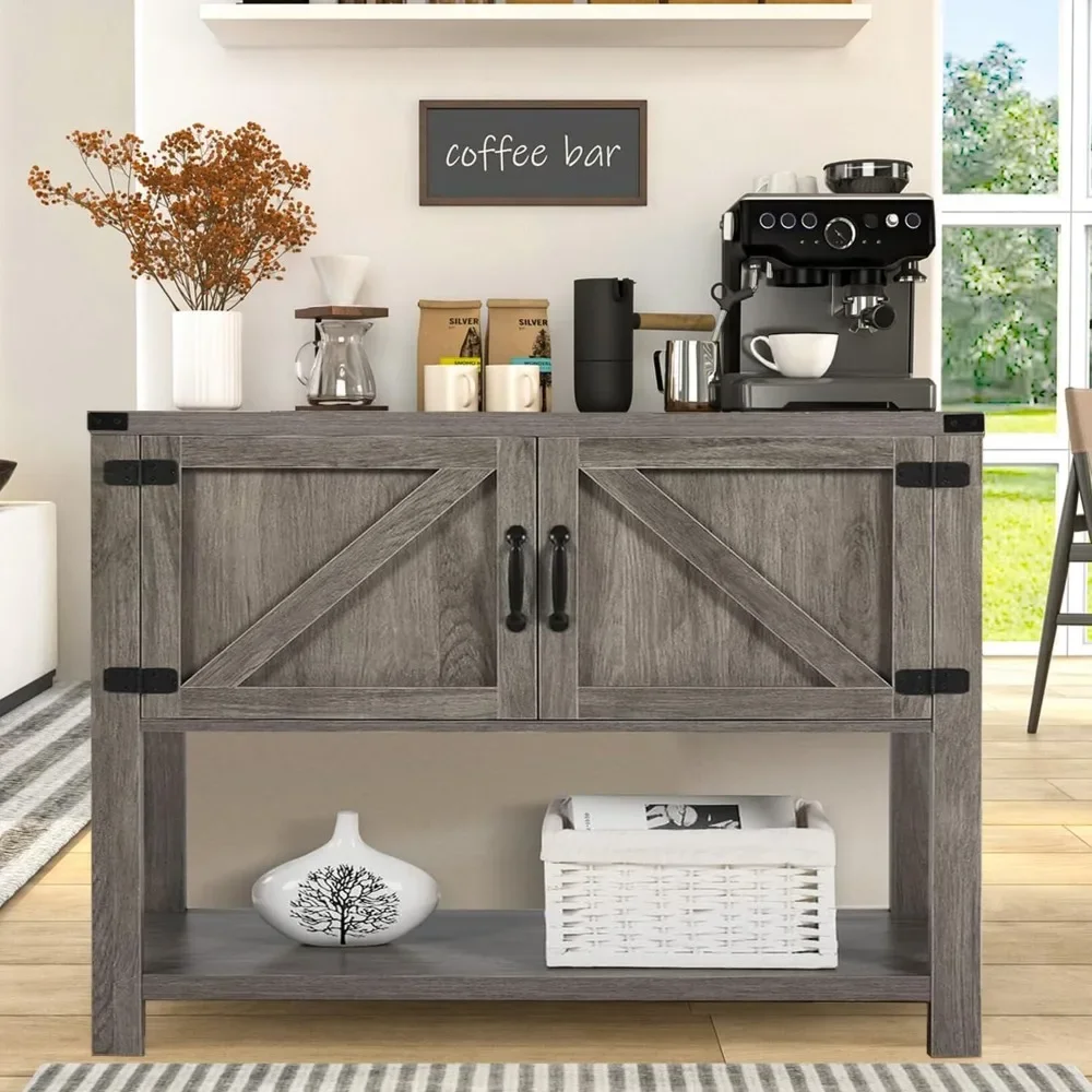 XMSJ Living Room Cabinets, Farmhouse Coffee Bar with Storage, Small Coffee Bar with 2 Doors & Shelf, Living Room Cabinets