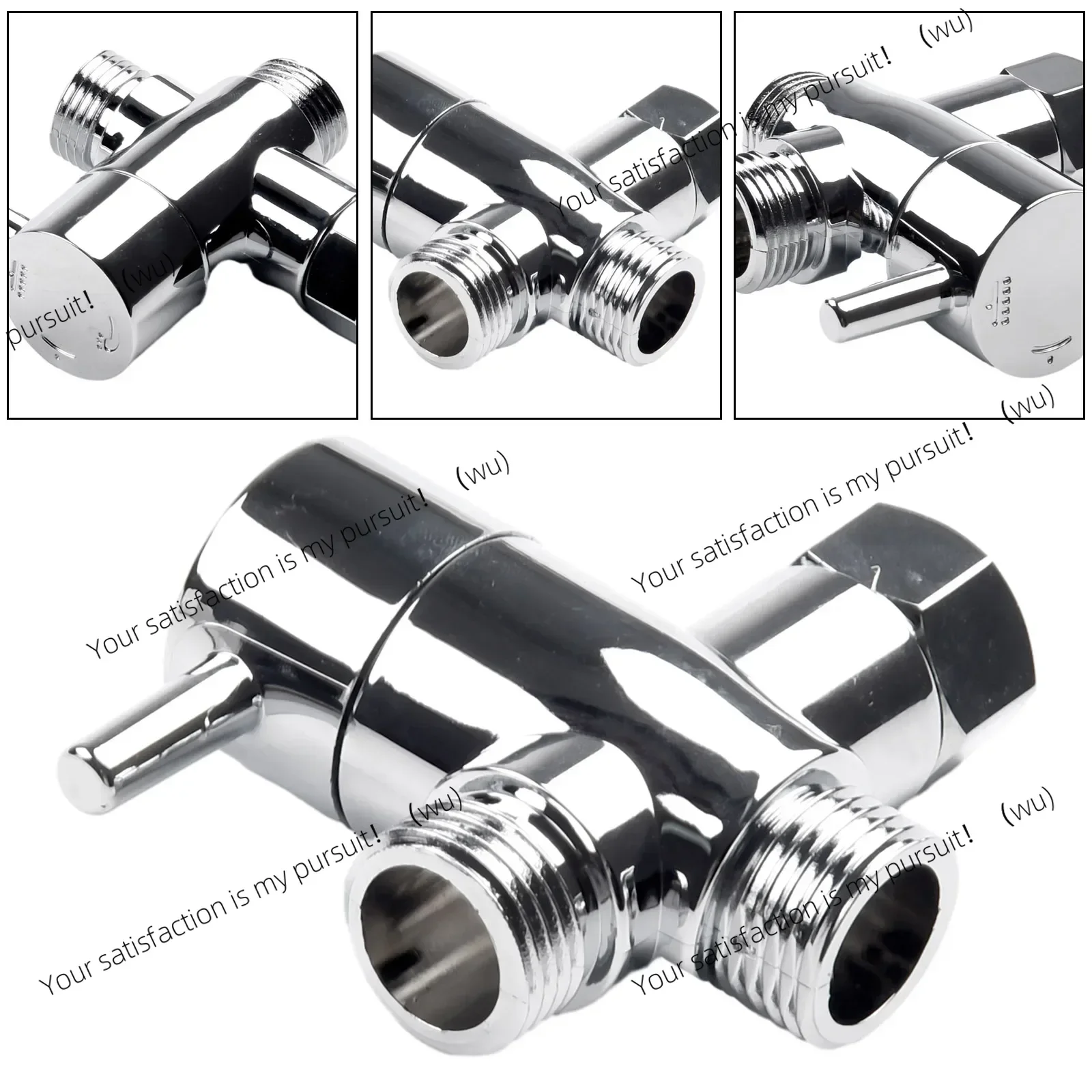 3 Way T-adapter G1/2 Inch Tee Connector With Shut Off Valve Shower Diverter For Bath Toilet Bidet Sprayer Shower Head