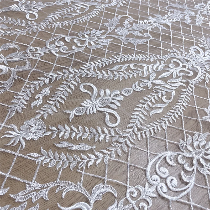 Off White Africa Lace Fabric 2022 HIgh Quality Wedding Dress Sewing Embroidery Lace Fabric Sell By Yard